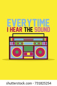 boom box poster design colorful vector illustration