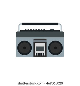 Boom Box Or Radio Cassette Tape Player Icon In Flat Style On A White Background