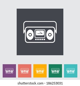 Boom box. Single flat icon. Vector illustration.