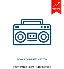 Boom Box vector icon. Ghetto blaster, stereo cassette tape, boombox sign Isolated on white. hip hop radio, 80s concept. Flat style for graphic design, logo, Web site, social media, UI, mobile app