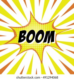 BOOM, colorful speech bubble and explosions in pop art style. Elements of design comic books.Vector illustration