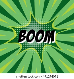 BOOM, colorful speech bubble and explosions in pop art style. Elements of design comic books.Vector illustration