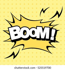 BOOM, colorful speech bubble and explosions in pop art style. Elements of design comic books.Vector illustration.