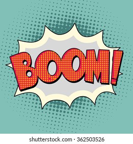 Boom Comic Book Bubble Text on a dots pattern background in Pop-Art  Retro Style