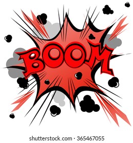 Boom - Comic book, cartoon explosion isolated on white background.