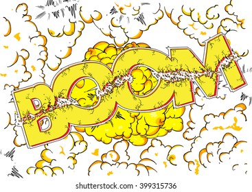 Boom - Comic book, cartoon explosion isolated on white background.