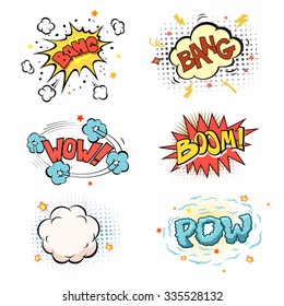 Boom. Explosión de cómic y vector de juego de explosiones