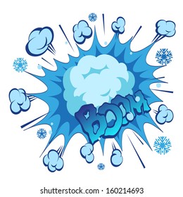 Explosión de historietas en boom, bola de nieve, ilustración vectorial
