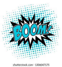 Boom, comic book style, halftone dots