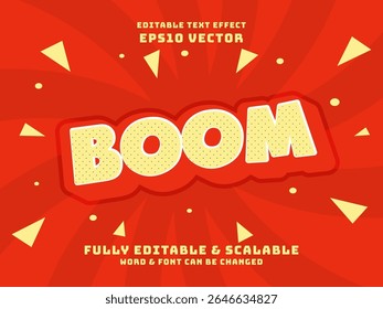 Boom quadrinhos desenho animado efeito de texto editável. pop quadrinhos 3d cartoon