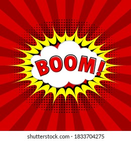 Boom from the comic. Cartoon explosion. Pop-art bomb. Bing Bang Bubble. Vector illustration.