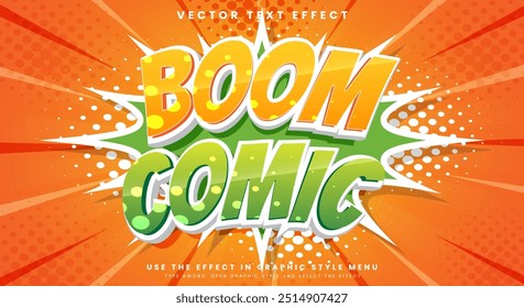 Boom Comic cartoon game style 3d editable text effect Template
