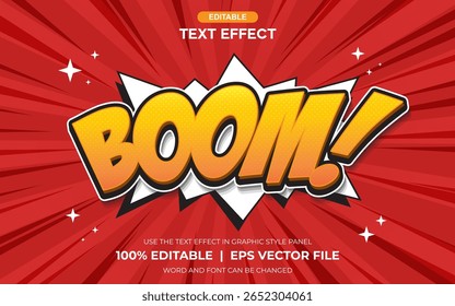 Boom Comic Cartoon Estilo Retro Texto Editável Efeito pop art