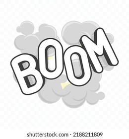 Plantilla de explosiones cómicas de boom. Elemento decorativo con destello del explosivo de la bomba. Graciosa explosión de dibujos animados. Burbuja de voz con texto. 