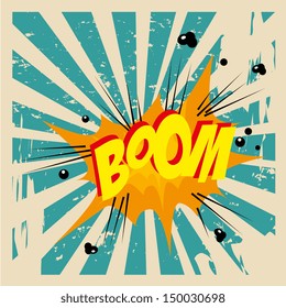 boom comic over grunge background vector illustration 