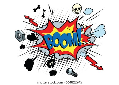boom comic pop art bubble. retro vector illustration