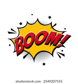 boom comic pop art style speech bubble with text expression effect and dots halftone collection isolated on white background