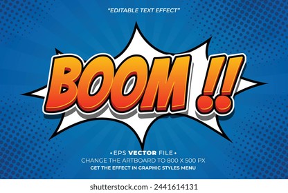 Boom comic pop up style text effect editable vector