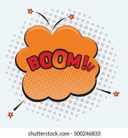Boom - Comic sound effects in pop art vector style. Sound bubble speech with halftone effect.