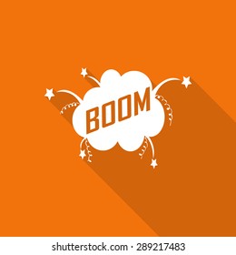Boom! - Comic Speech Bubble flat icon with long shadow.