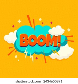Boom - comic speech bubble, text sound effect. Colorful vector illustration of explosion in cartoon style.
