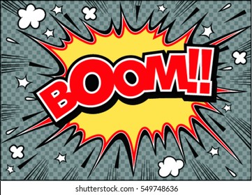 Boom comic speech bubble.Doodle  of speech comic bubbles. Comic sound effect.Vector illustration.