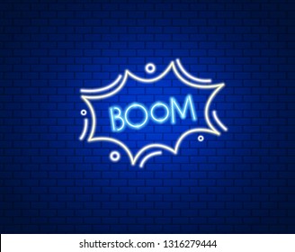 Boom comic Speech cloud in neon style wild . Vector illustration design