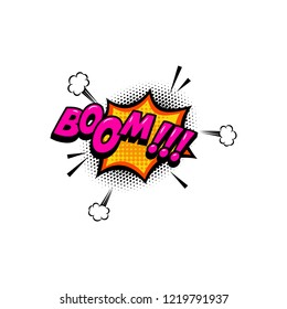 BOOM!!! Comic style phrase with speech bubble. Vector illustration