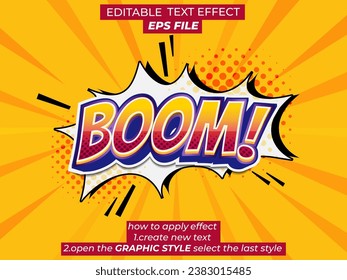 boom comic style text effect, font editable, typography. vector template
