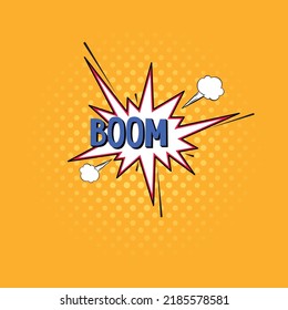 Boom. Comic vector icon. Bright dynamic cartoon illustration with emotional text