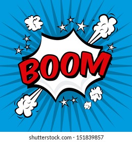 boom comics icon over blue background vector illustration  