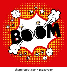 boom comics icon over dotted background vector illustration   