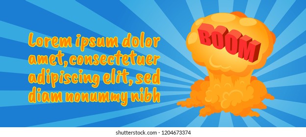 Boom concept banner. Isometric banner of boom comics vector concept for web, giftcard and postcard