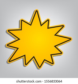 Boom crunch sign. Flat orange icon with overlapping linear black icon with gray shadow at whitish background. Illustration.