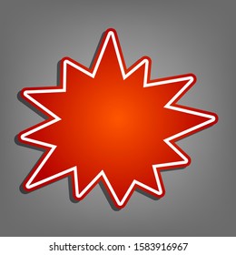 Boom crunch sign. Flat red icon with linear white icon with gray shadow at grayish background. Illustration.