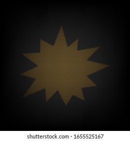 Boom crunch sign. Icon as grid of small orange light bulb in darkness. Illustration.