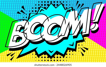 Boom depicted in bold colors pop art style