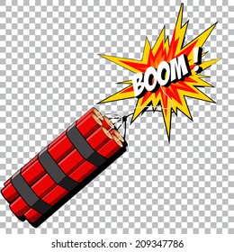 Boom of the dynamite. Comic book explosion. Vector EPS 10