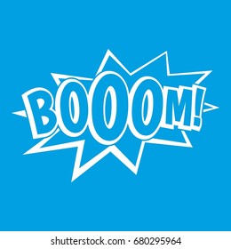 Boom, explosion bubble icon white isolated on blue background vector illustration