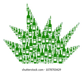Boom Explosion collage of alcohol bottles and round bubbles in various sizes and green colors. Vector items are combined into boom explosion composition. Alcoholic vector illustration.