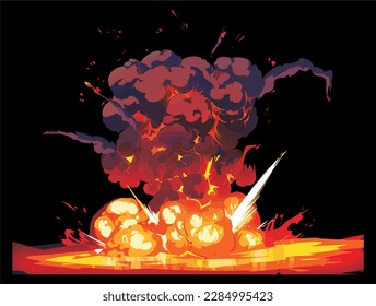 Boom explosion element flame effect vfx isolated vector illustration