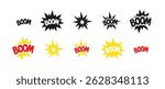Boom explosion icons in flat vector style