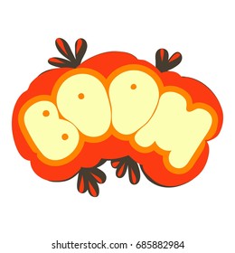 Boom explosion sound effect icon. Cartoon illustration of boom explosion sound effect vector icon for web design