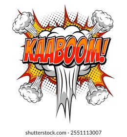 Texto de explosión de boom. Efectos de sonido cómicos