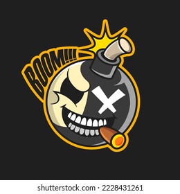 BOOM expression text. Bomb bubble in pop art style. Comic vector illustration of a bright and dynamic cartoonish dynamite image in retro style isolated on background