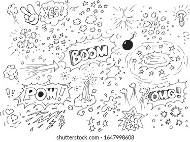 Doodles cómicos dibujados a mano