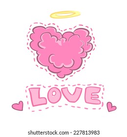 Boom with heart comic book explosion, love. Vector illustration.