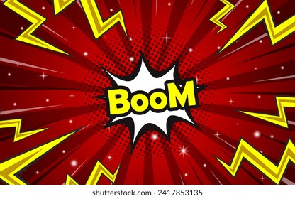 Boom burbuja aislada del discurso de historietas. Banner de ilustración vectorial de semitono.