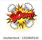 Boom isolated white comic text speech bubble