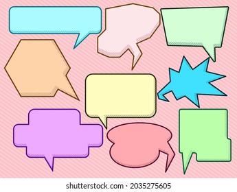 Boom aisló la burbuja del discurso de historietas blancas. Efecto de sonido de estilo de arte pop coloreado. Banner de ilustración vectorial de semitono. Afiche de un libro de historietas de época. Fuente divertida en la nube de color.ESP10